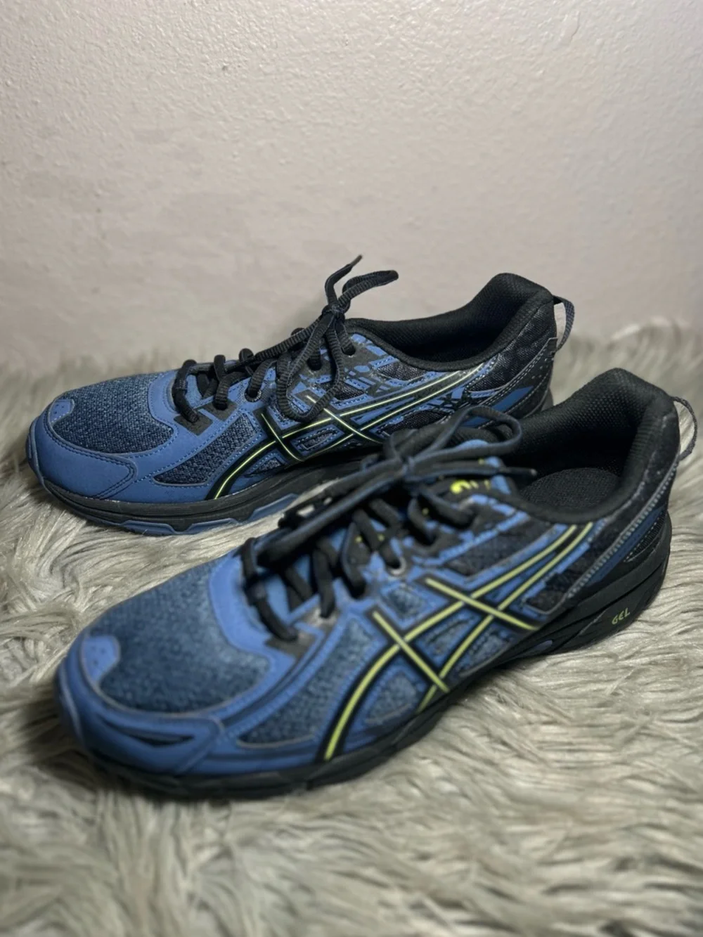ASICS Mens Gel-Venture 6 Grand Shark/Neon Lime Running Sneakers Size 11.5